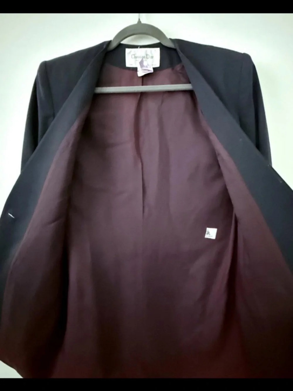 Vintage Christian Dior The Suit Collarless Blazer Jacket 100% Wool Sz 10